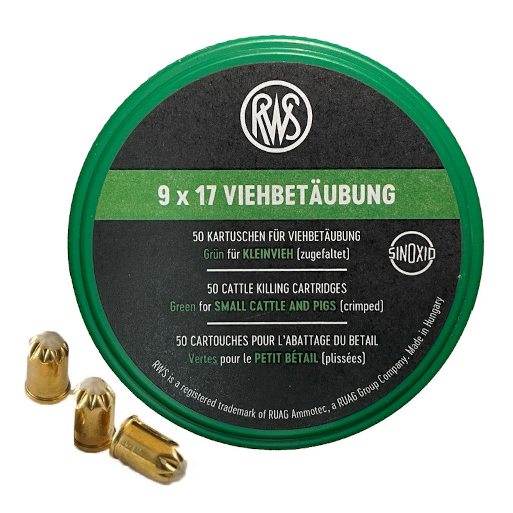 Platzpatronen »Kaliber 9x17« 50x grün, für Geflügel, Kaninchen & Hasen ab 5kg