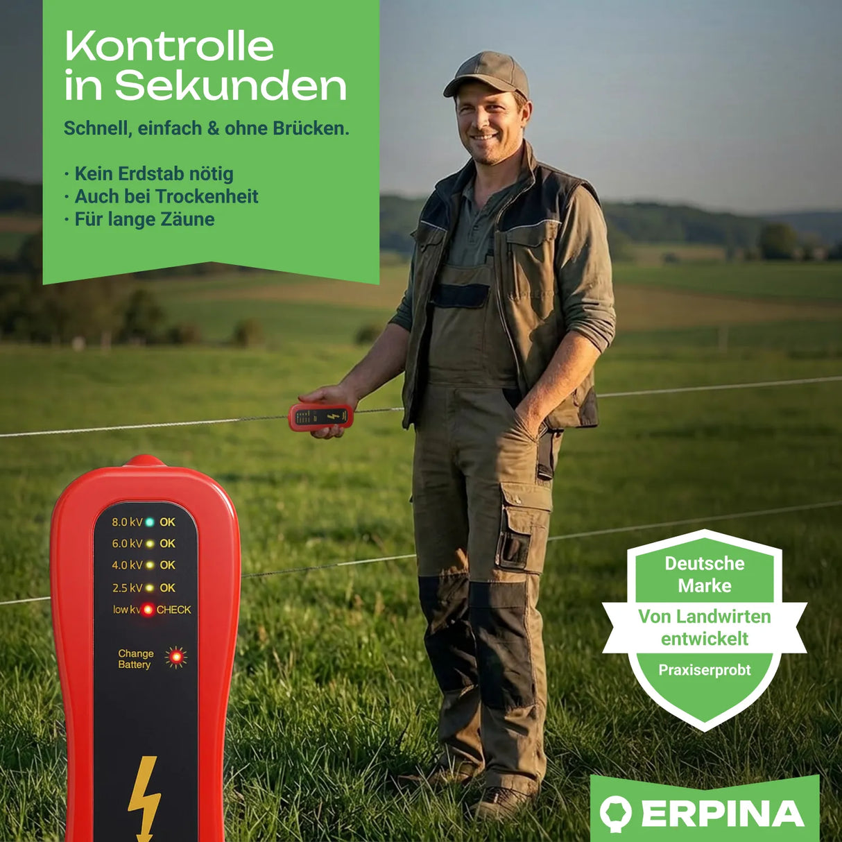 Zaunprüfer »Redster« Weidezaunprüfer mit Sensor · bis 8.000V