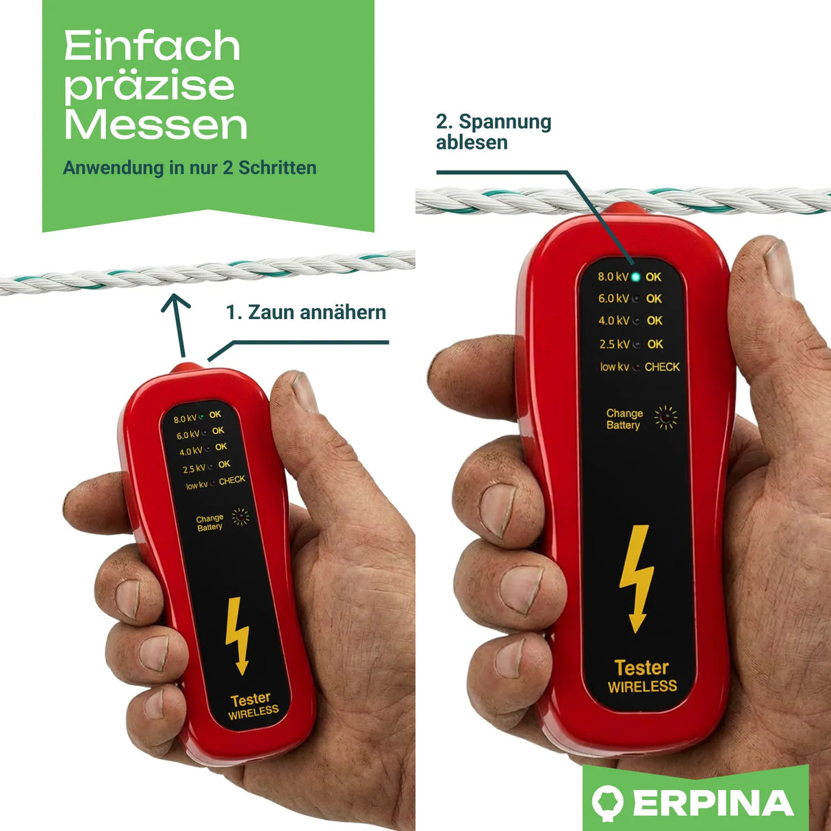 Zaunprüfer »Redster« Weidezaunprüfer mit Sensor · bis 8.000V