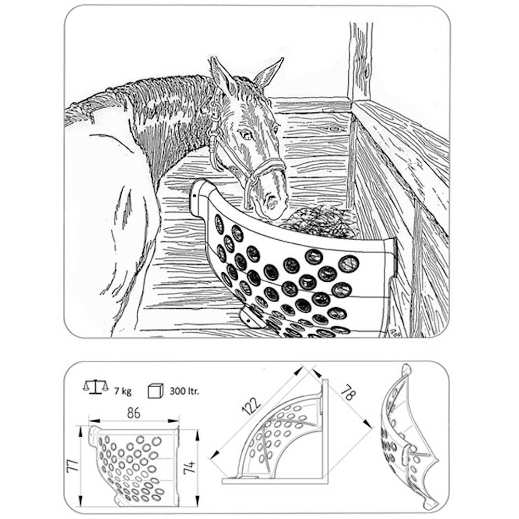 Heuspender »Sticky« XL Futtertrog für Eckmontage · 300l