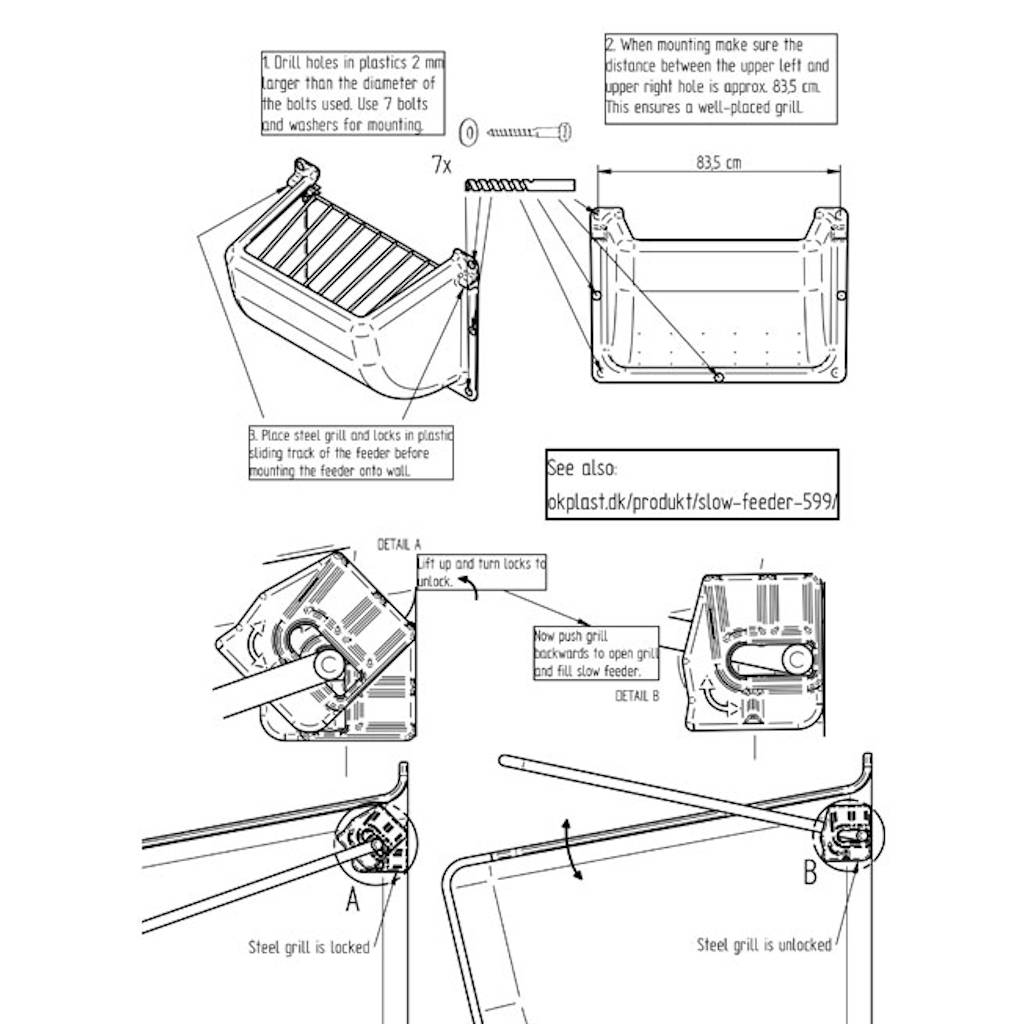 Heuraufe »SlowFeeder« Futtertrog für Wandmontage · 140l