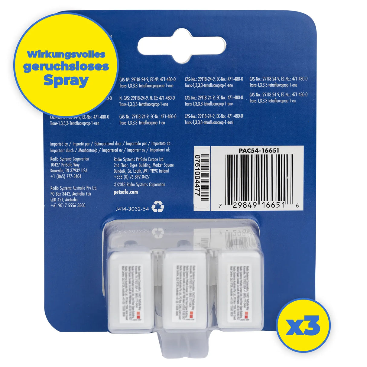 3x Nachfüllpatrone zu Petsafe Sprühhalsband »Spray Deluxe« Ersatzpatrone · geruchslos