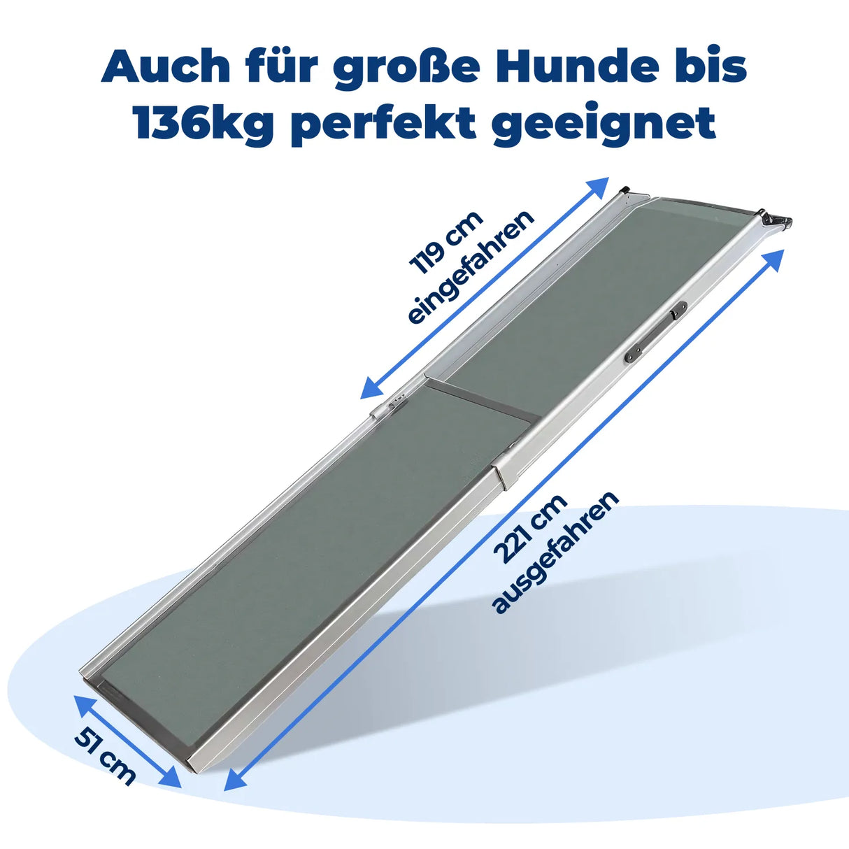 Hunderampe Deluxe »Teleskop« Extra lang 221cm · bis 136kg