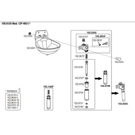 Suevia Tränkebecken »Modell 12 P« für Hoch & Niederdruck · R 1/2"