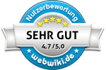 SEHR GUT 4,7 / 5,0 bei Webwiki